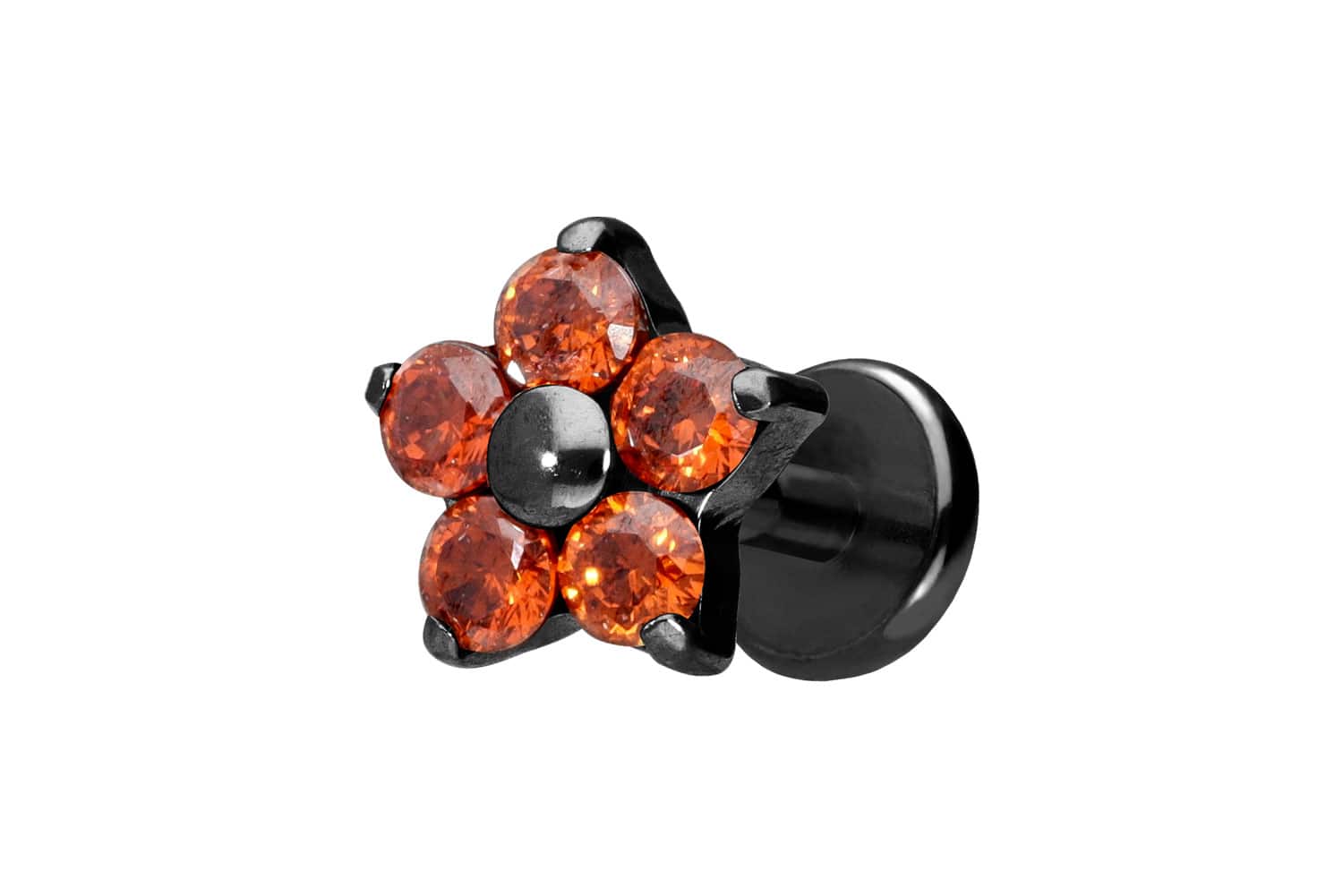 Titan Labret Piercing mit Push Fit KRISTALLBLUME